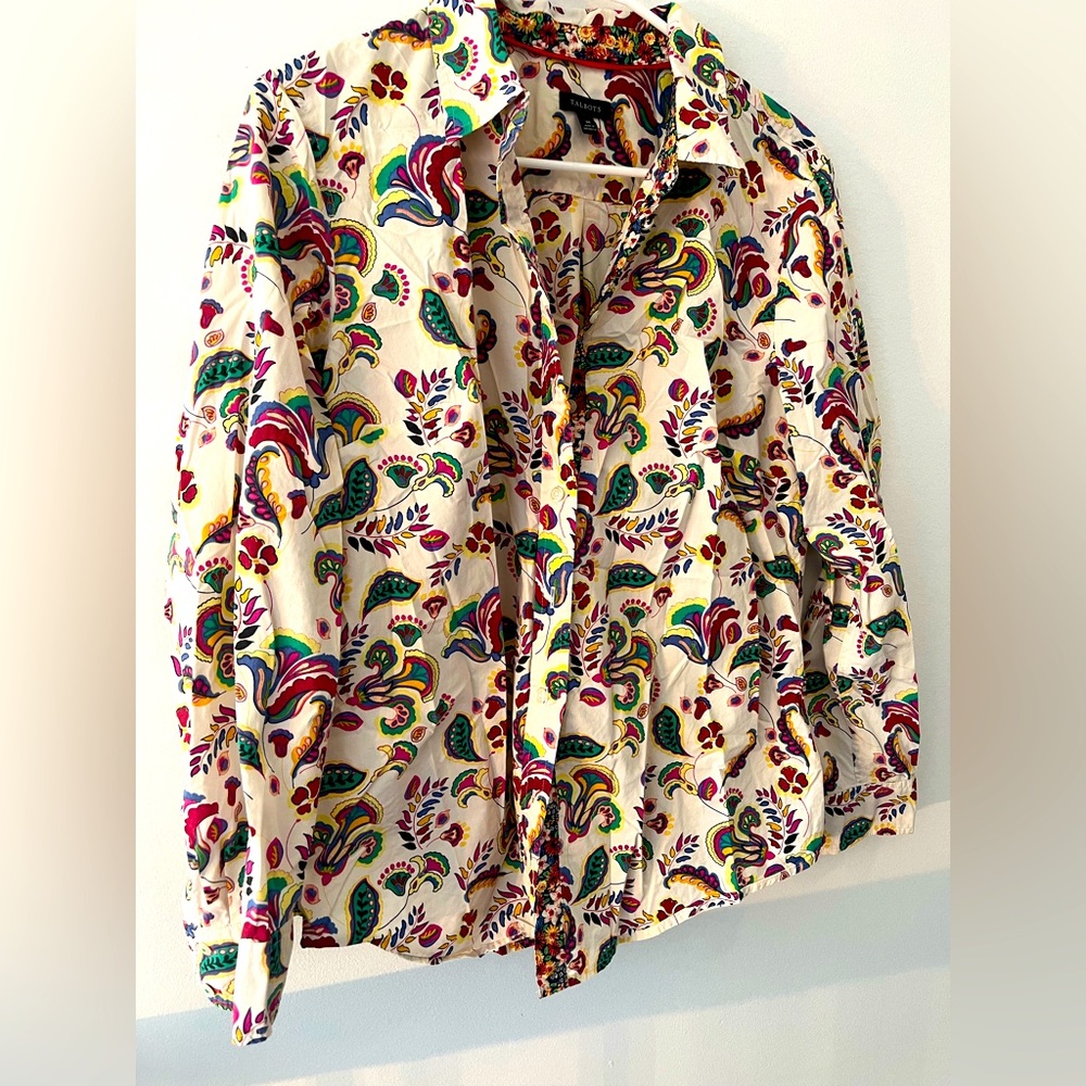 Talbots 100% cotton blouse paisley print blouse